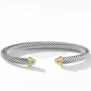 David Yurman Silver Cable Bracelet with gold edge